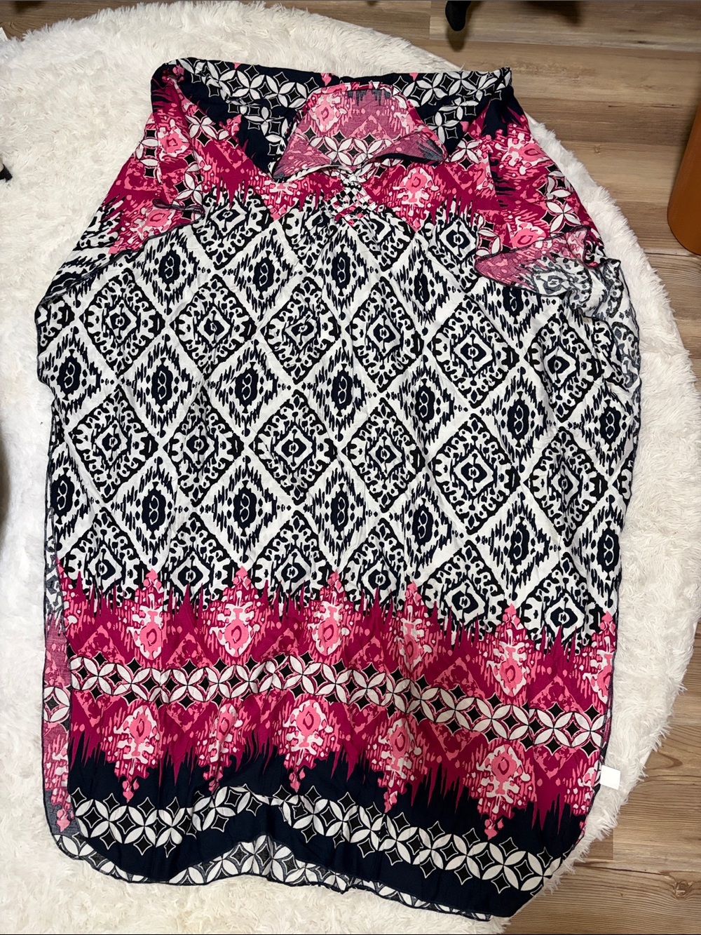 Women’s Swim Cover-Up Dress in Pink and Black